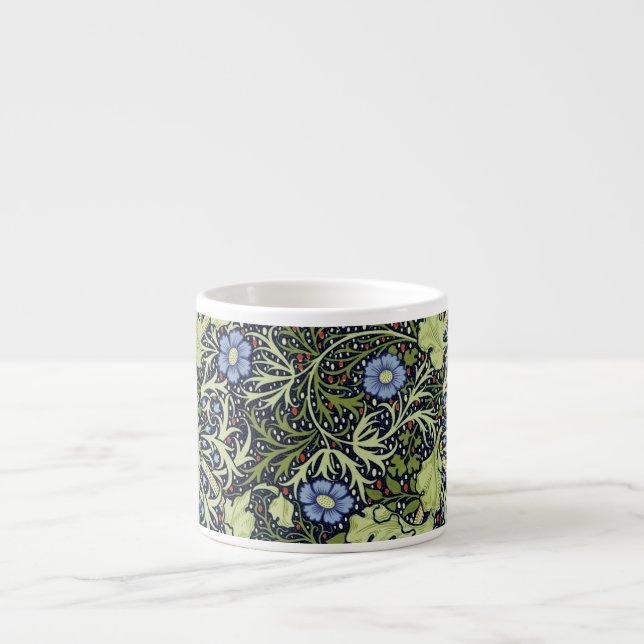 Tasse Expresso William Morris Fleur d'antiquité aux algues marine (Devant)