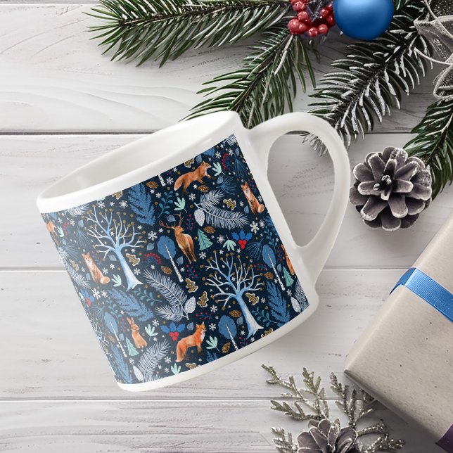 Tasse Expresso Winter Woodland Blue/Gold ID785 (Créateur téléchargé)