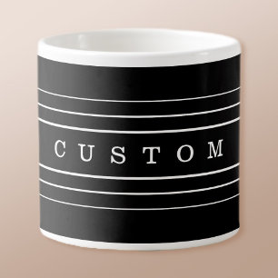 Tasse Expresso Your Custom Text & Modern Stripes   Black & White