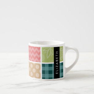 Tasse Expresso Zigzag, Chevron, En vichy, Pois, Votre Nom