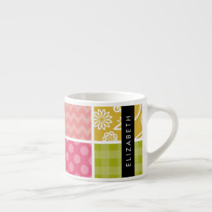 Tasse Expresso Zigzag, Chevron, Pois, En vichy, Votre Nom