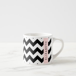 Tasse Expresso Zigzag noir et blanc, Motif Chevron, Votre nom