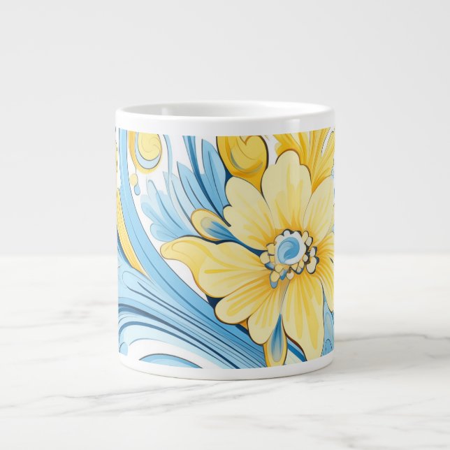 Tasse Extra Large motif d'art floral (Devant)
