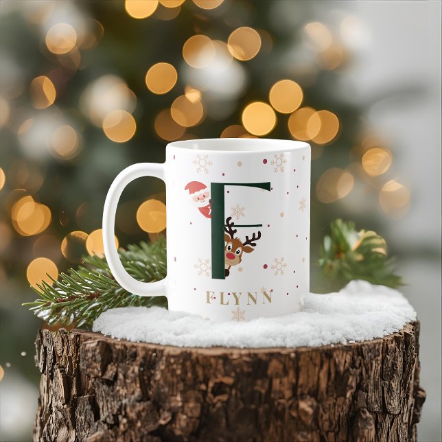 Tasse F Monogramme de Noël Personnalisée (Créateur téléchargé)
