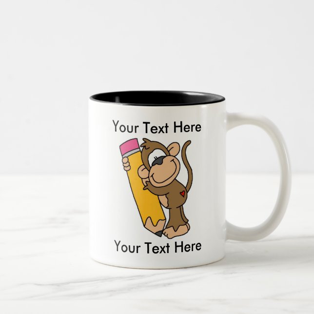 Tasse faite sur commande de crayon de singe - (Droit)