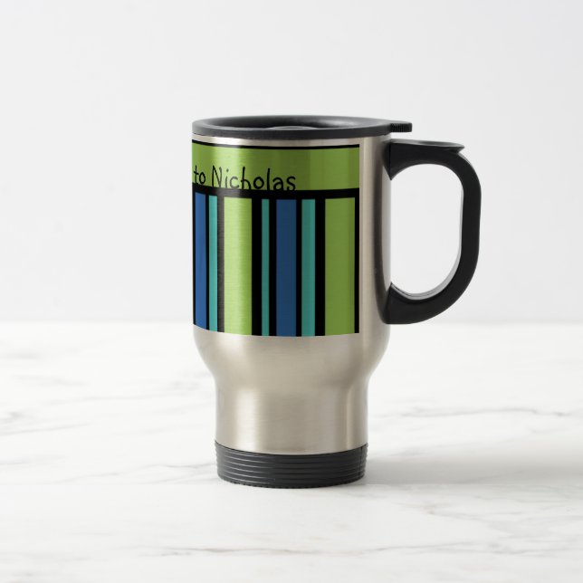 Tasse faite sur commande de voyage, rayures de (Droit)