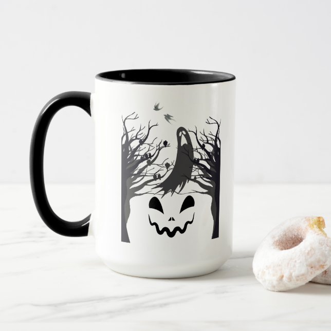 Tasse fantôme de la forêt hantée – Silhouette somb (Avec donut)