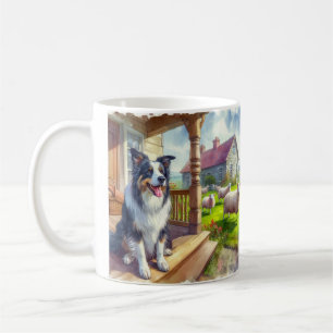 Tasse Ferme de moutons avec chien border collie
