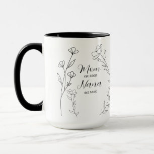Tasse Fête des mères personnalisée année de fleurs