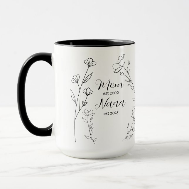 Tasse Fête des mères personnalisée année de fleurs (Gauche)