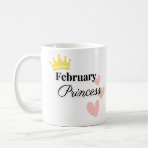 Tasse Février Princesse – Couronne Dorée & Dessin