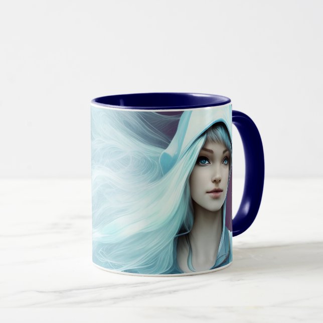 Tasse Fille Abstraite avec Cheveux Flottants (Devant droit)