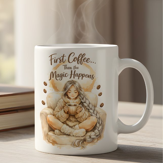 Tasse Fille Confortable Premier Café Ensuite La Ma (Créateur téléchargé)