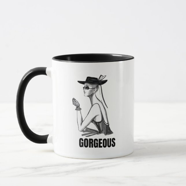 Tasse Fille de Mode Esthétique | Noir & Blanc Magn (Gauche)