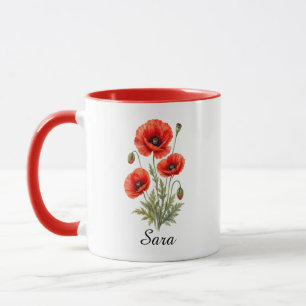 Tasse Fleur de Naissance Août Poppy