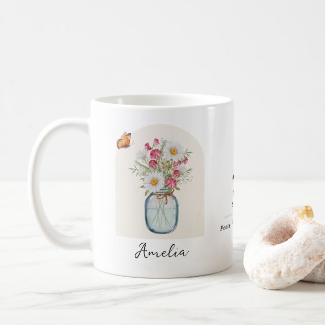 Tasse Fleur de Naissance d'Avril (Avec donut)