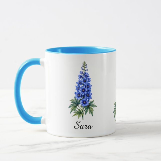 Tasse Fleur de Naissance de Juillet – Delphinium (Gauche)