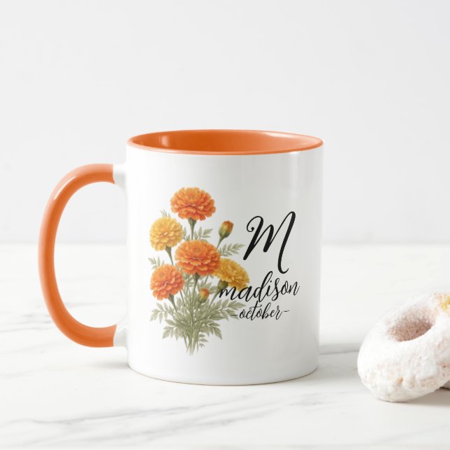 Tasse Fleurie Marigold Doré — Édition Madison (Avec donut)