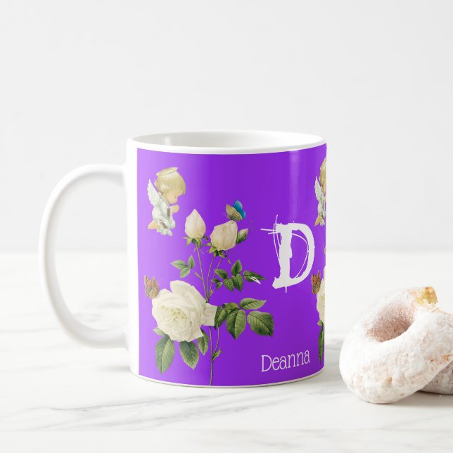 Tasse Fleurie Violette Angel Rose (Avec donut)