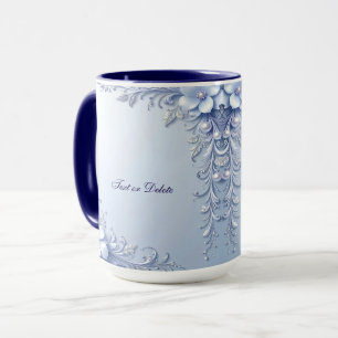 Tasse Fleurs Ornementales Bleues avec Perles