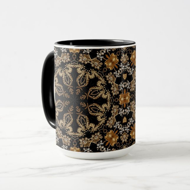 Tasse Fleurs Ornementales Dorées (Devant gauche)