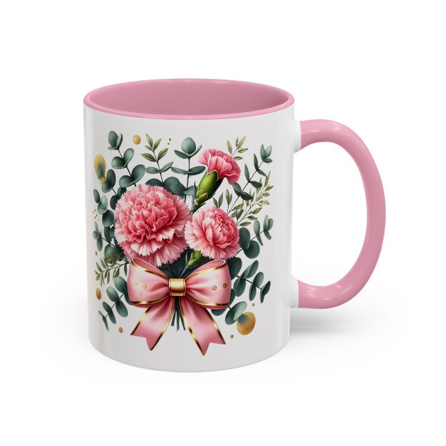 Tasse Fleurs Roses Bouquet d'Oeillets Cadeau (Créateur téléchargé)