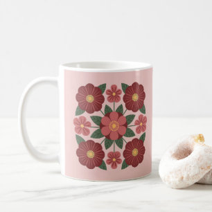 Tasse Fleurs Rouge Bourgogne Rose
