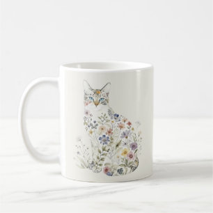Tasse Fleurs Sauvages Silhouette de Chat