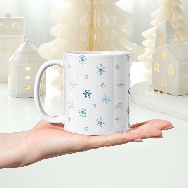 Tasse flocon de neige aquarelle bleu poussiéreux (Créateur téléchargé)
