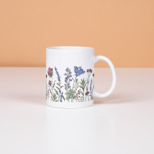 Tasse florale à bordure de fleurs sauvages aquarel