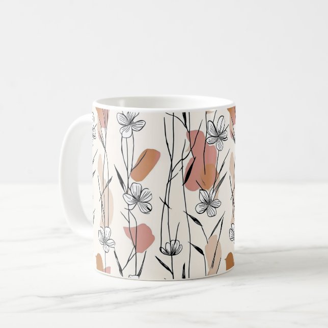 Tasse florale à ligne vibrante (Devant gauche)