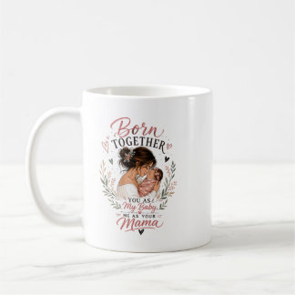 Tasse florale aquarelle bébé et maman nés ensemble