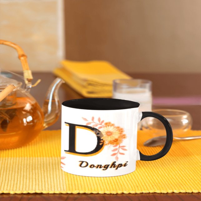 Tasse florale boho personnalisée - Nom et initiale (Créateur téléchargé)