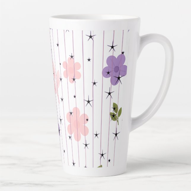 Tasse Florale Celeste Étoilée Latte  (Droite)