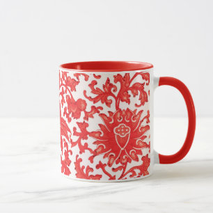 Tasse florale chinoise rouge élégante