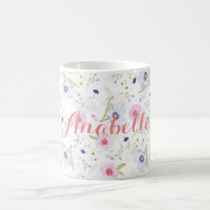 Tasse florale d'aquarelle de Personalized  