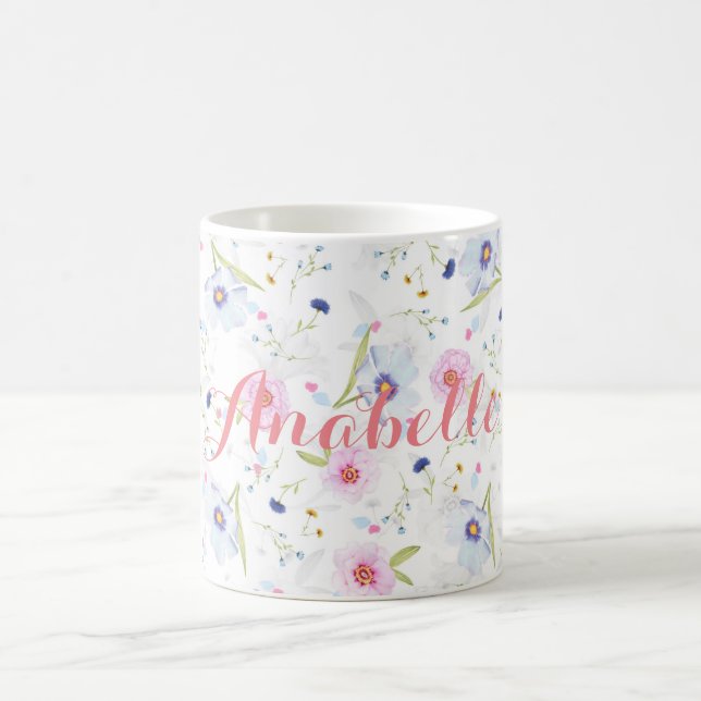Tasse florale d'aquarelle de Personalized|| (Centre)