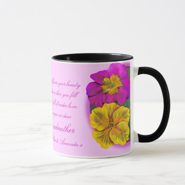 Tasse florale de cadeau de beaux-arts de primevère (Droite)