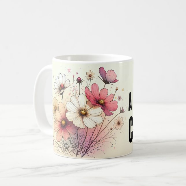 Tasse florale de citations positives (Devant gauche)