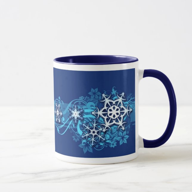 Tasse florale de flocon de neige de vacances dans (Droite)