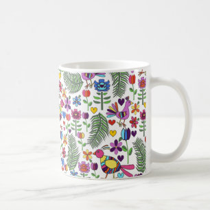 Tasse florale de griffonnage d'Otomi