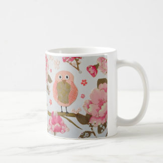 Tasse florale de hibou
