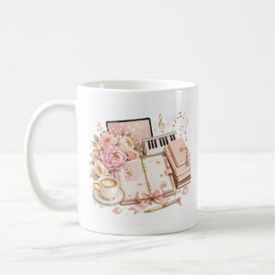 Tasse florale de piano confortable éditable