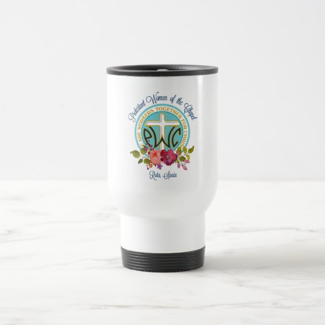 Tasse florale de voyage de logo de PWOC (Centre)