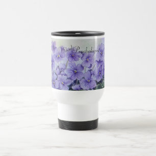 Tasse florale de voyage de psychologue d'école