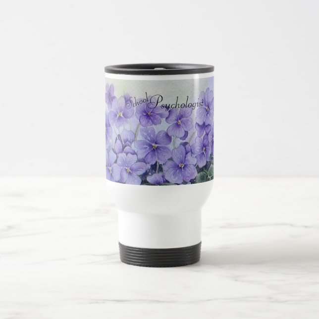 Tasse florale de voyage de psychologue d'école (Centre)