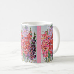 Tasse florale d'heureux étiquette vintage de café