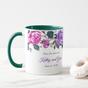 Tasse florale - Enregistrez la date