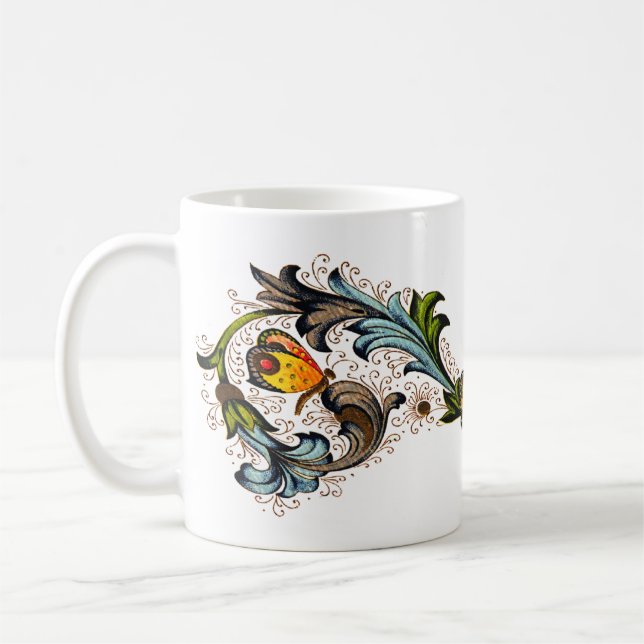 Tasse florale florentine de papillon (Gauche)