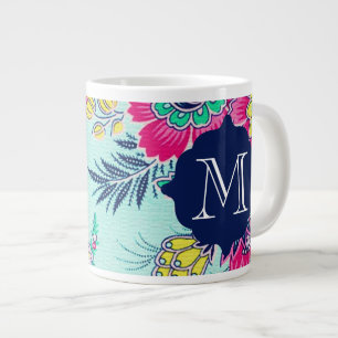 Tasse florale Girly de géant de monogramme de